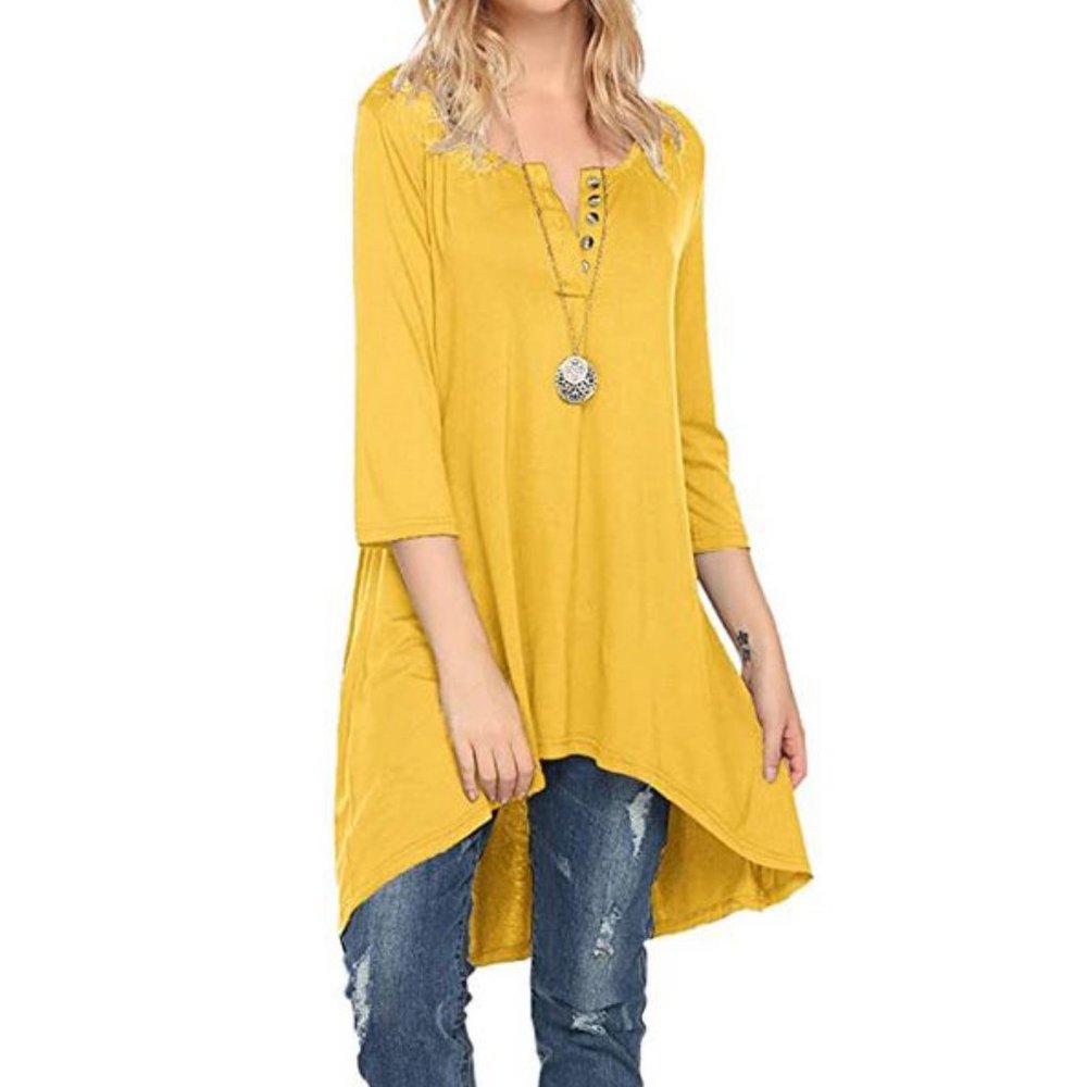 Half Sleeve High-Low Loose Fit Casual SHIRT DRESS